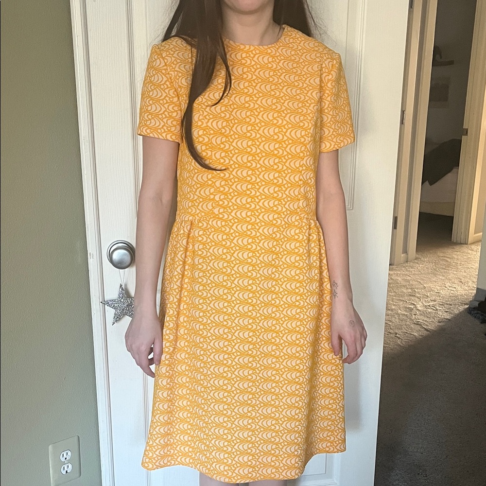 Vintage Adorable Yellow Patterned Women's Dress